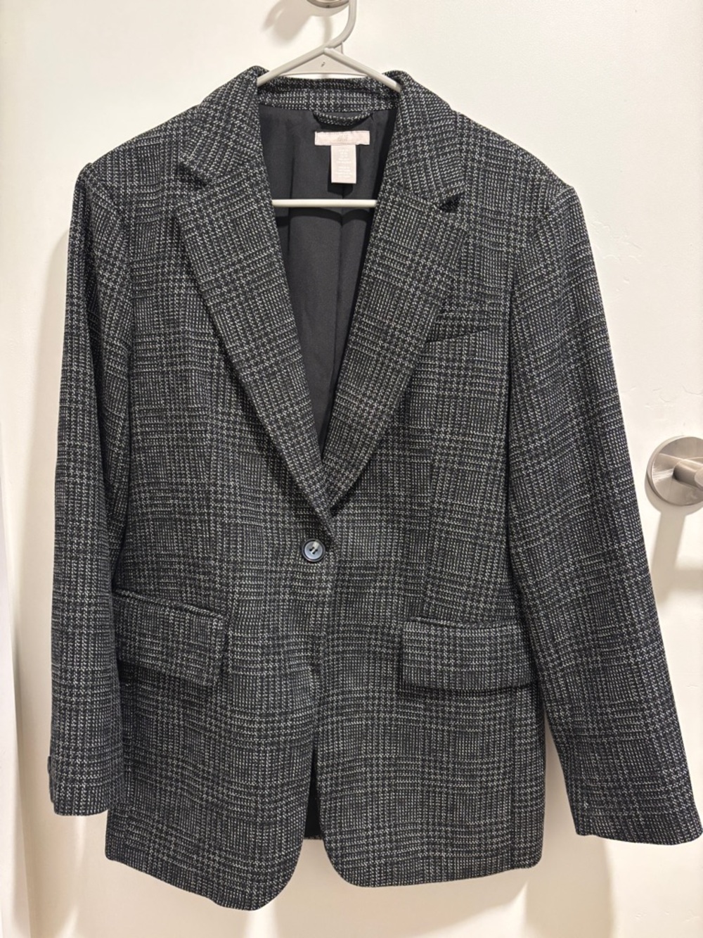 H&M Women’s Black & Gray Plaid Blazer
